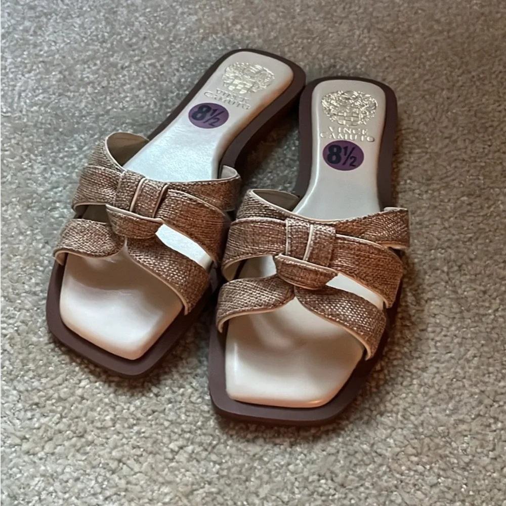 Vince Camuto Braided Tan Slide Mules
